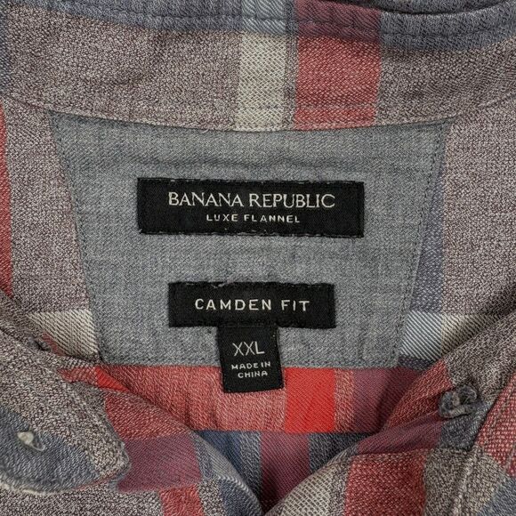Banana Republic Luxe Flannel Plaid Camden Holiday Button Down Shirt Soft XXL - Picture 3 of 15